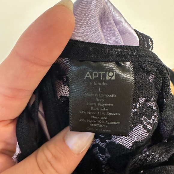 APT 9 Lavender Purple Black Lace
Lingerie Silk Slip Size Large - Picture 2 of 3